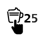 Ein Symbol, das die Funktion von bis zu 25 Kaffee- und Milchgetränkerezepten zeigt, die auf Knopfdruck verfügbar sind.
