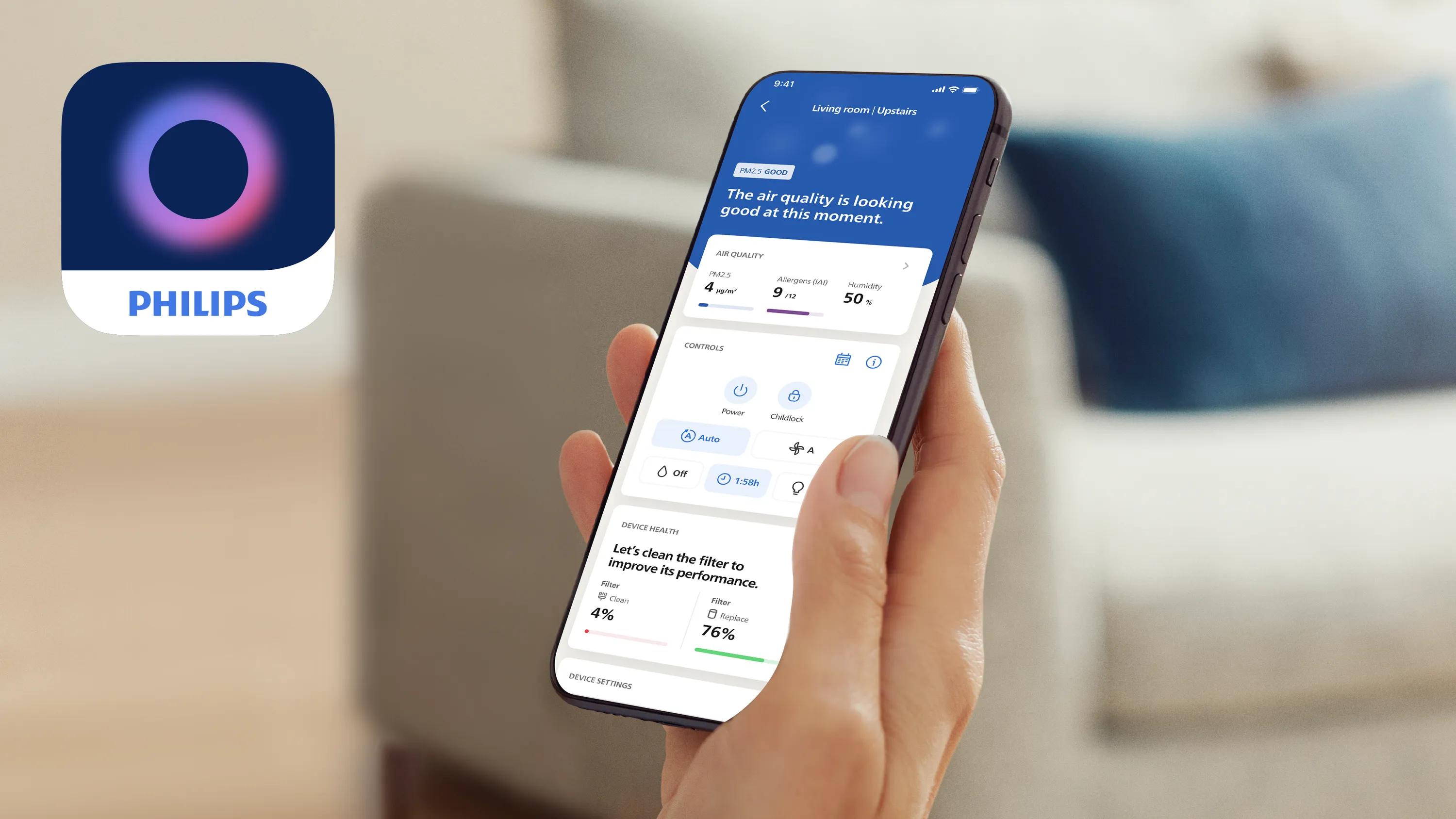 Entdecke das Potenzial deines Zuhauses mit der Philips Air+ App