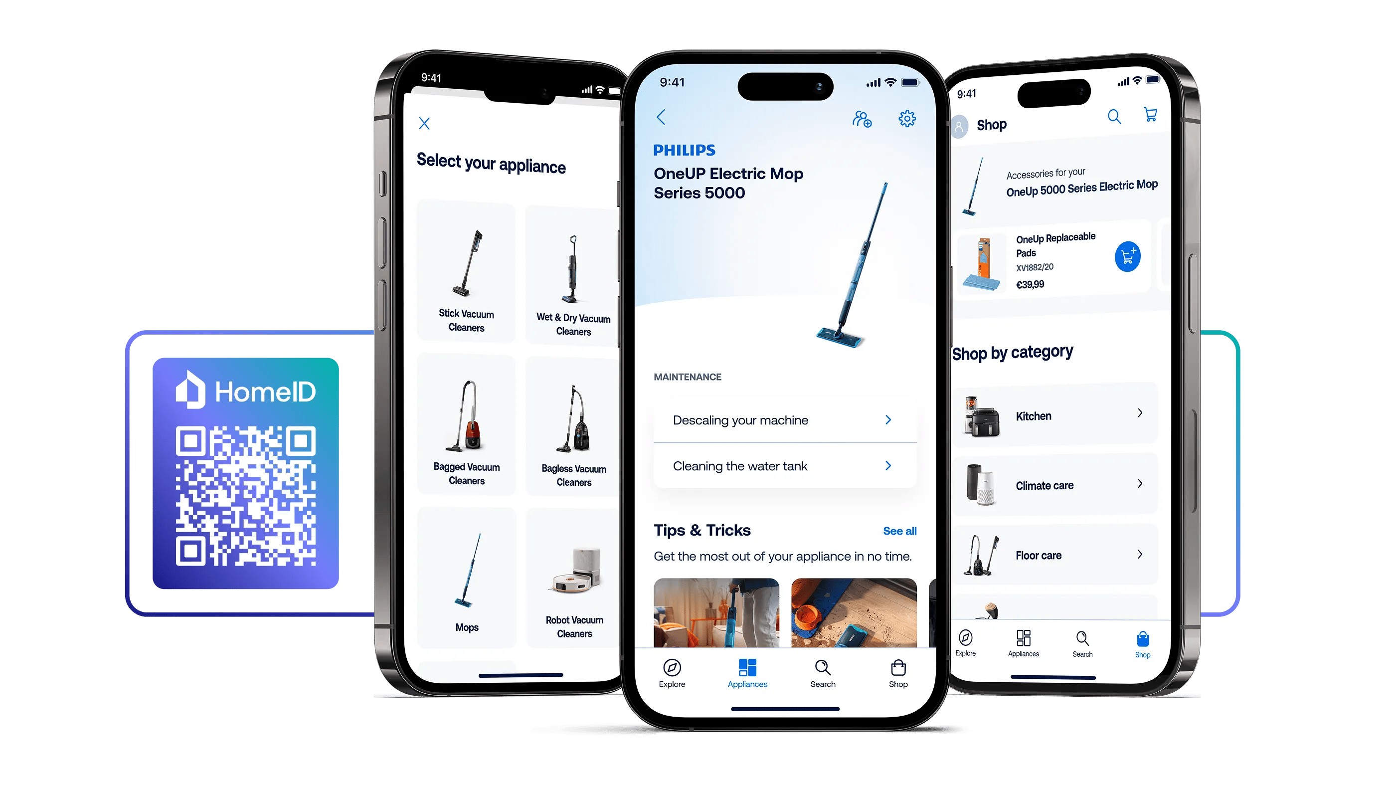 Handla dammsugare- och mopptillbehör i vår HomeID-app