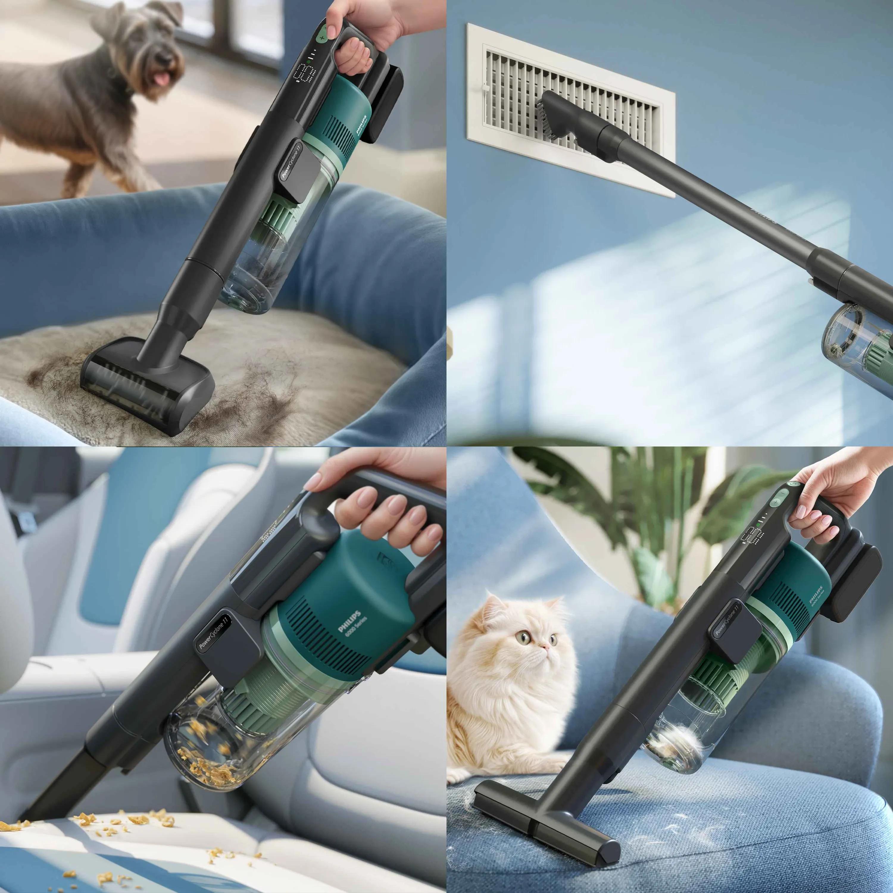 Snadno se promění v ruční vysavač a obsahuje příslušenství