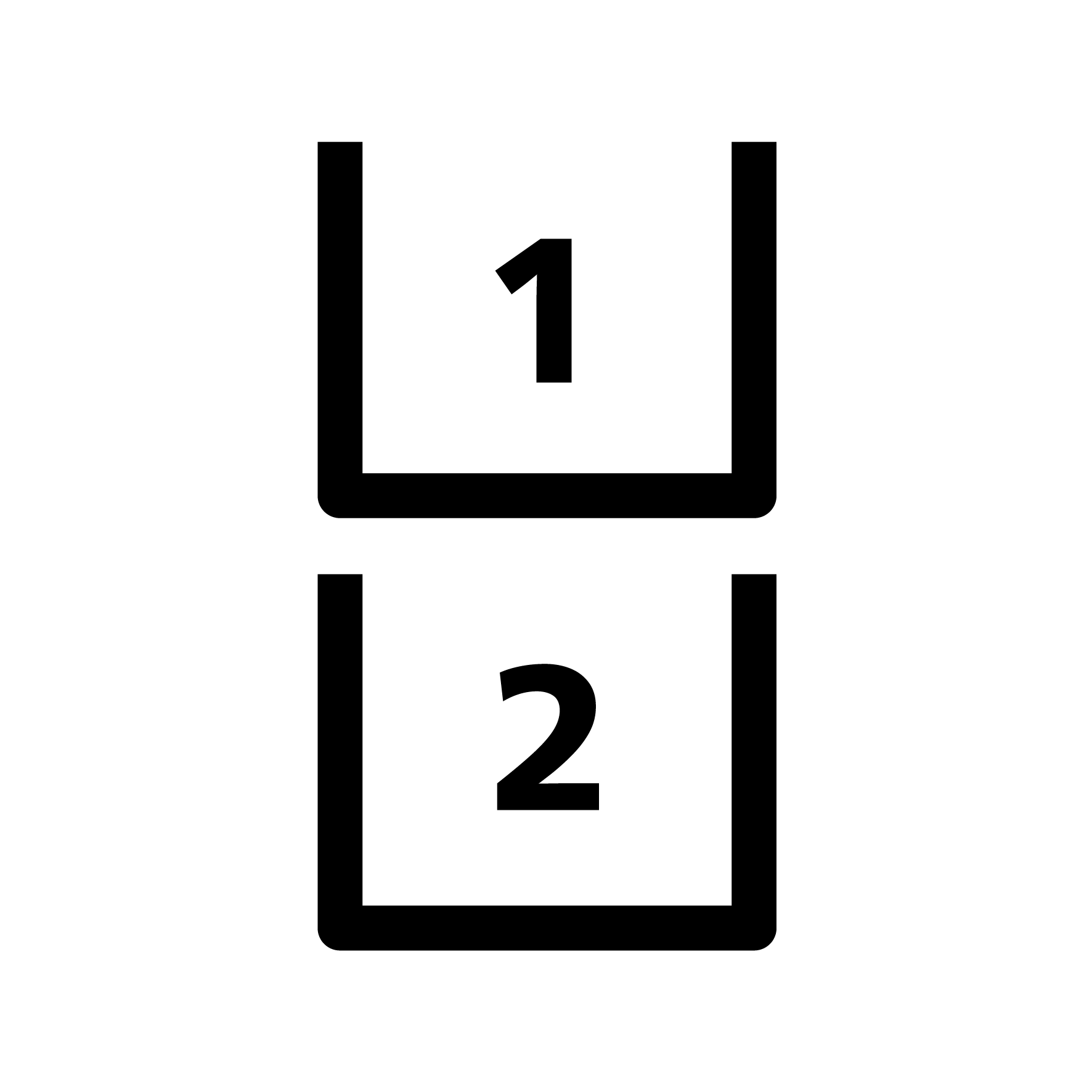 Icon showing two vertically stacked airfryer baskets