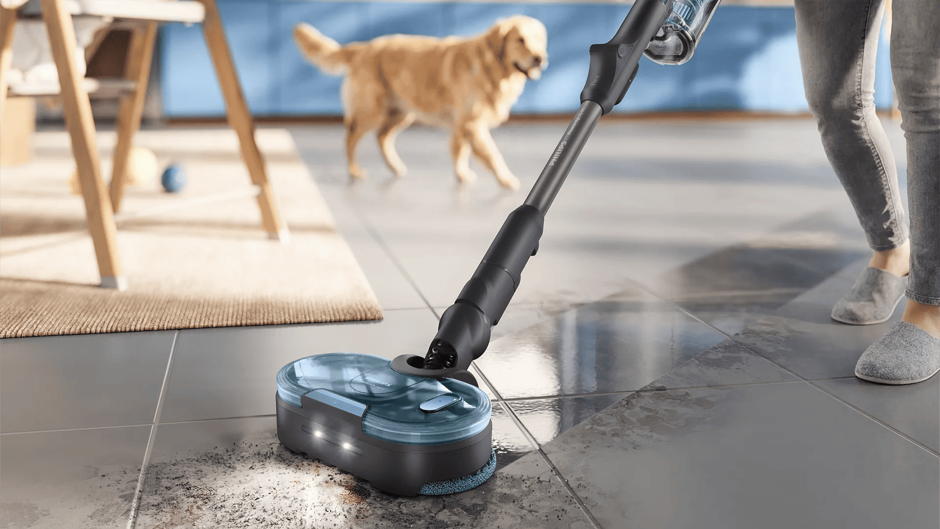 DualScrub Aqua-munstycke dammsuger och moppar i ett svep