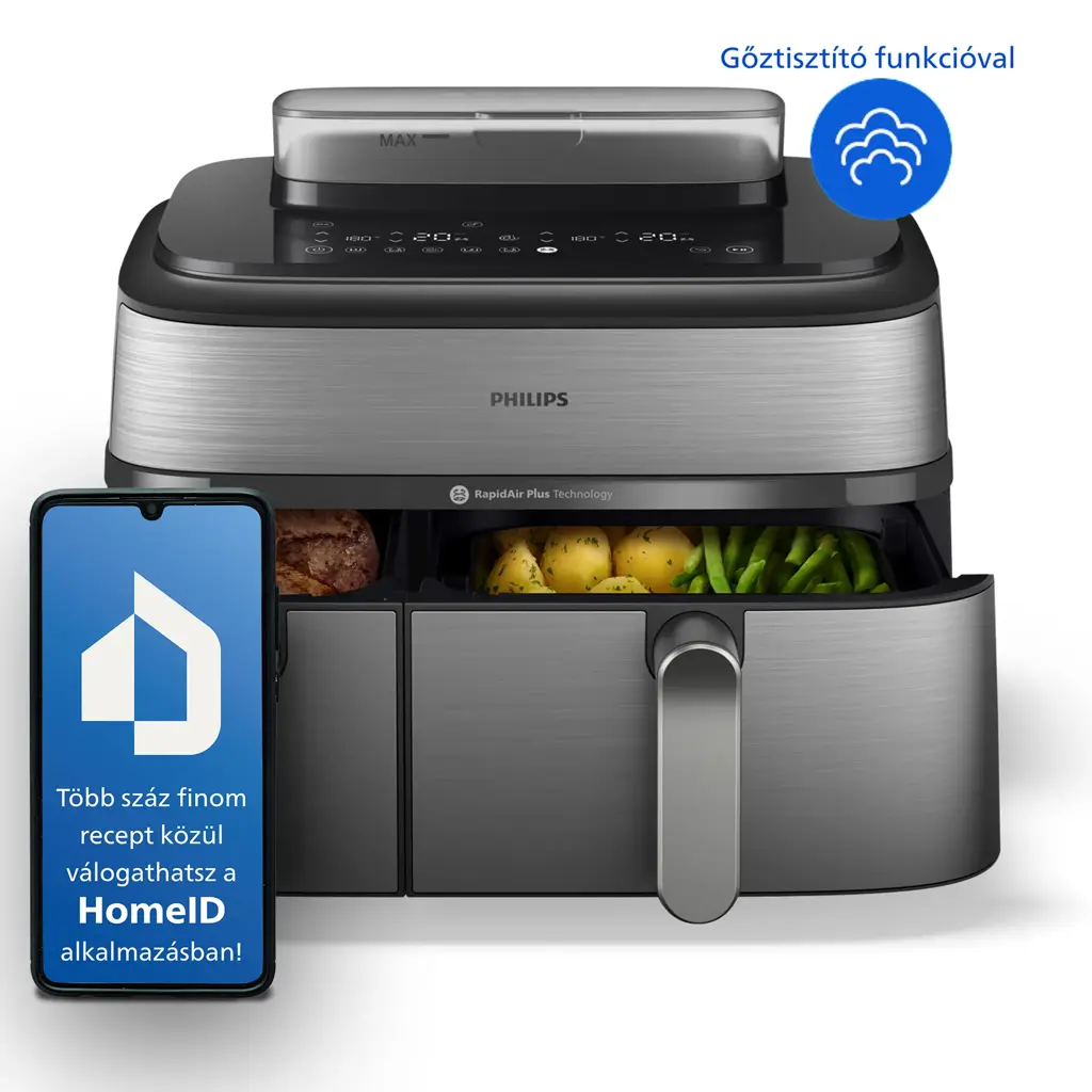 Philips SteamFry+ Dual 9 L Dupla kosaras Airfryer
