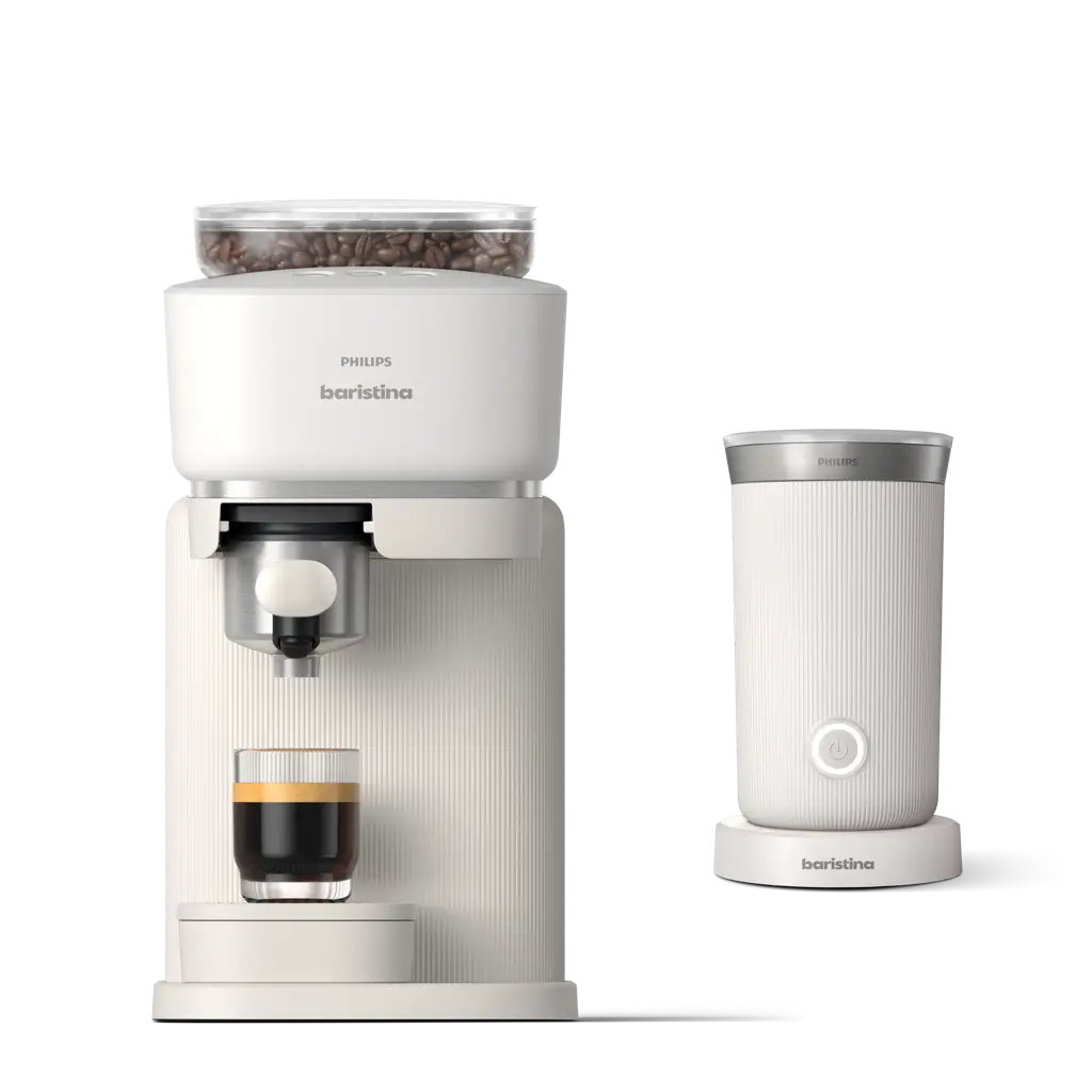 Baristina Espresso Machine with Milk Frother, White Baristina Espresso Machine with Milk Frother, White