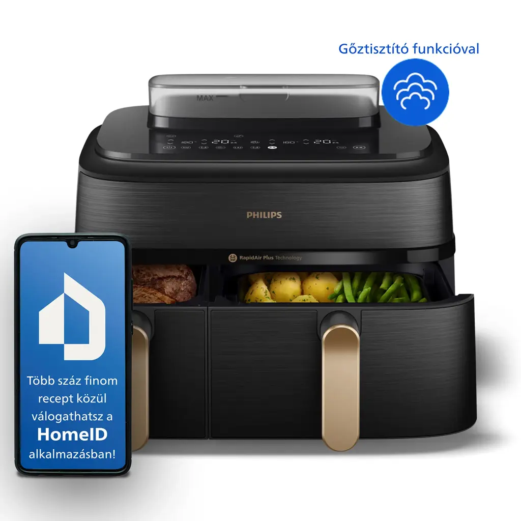 Philips SteamFry+ Dual 9 L Dupla kosaras Airfryer
