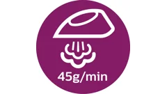 Gleichmäßiger Dampfausstoß von 45&nbsp;g/min