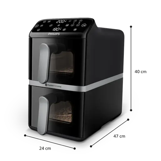 Philips Friteuse Sans Huile - Airfryer Série 4000 Vertical Duo Na461/00 - Capacité 10 L - Double Cuve - 2750W - Image 9